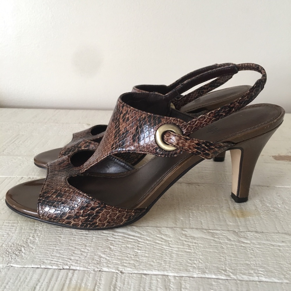 Impo Vivian Faux Snake Skin Heel Sandals Size 7,5